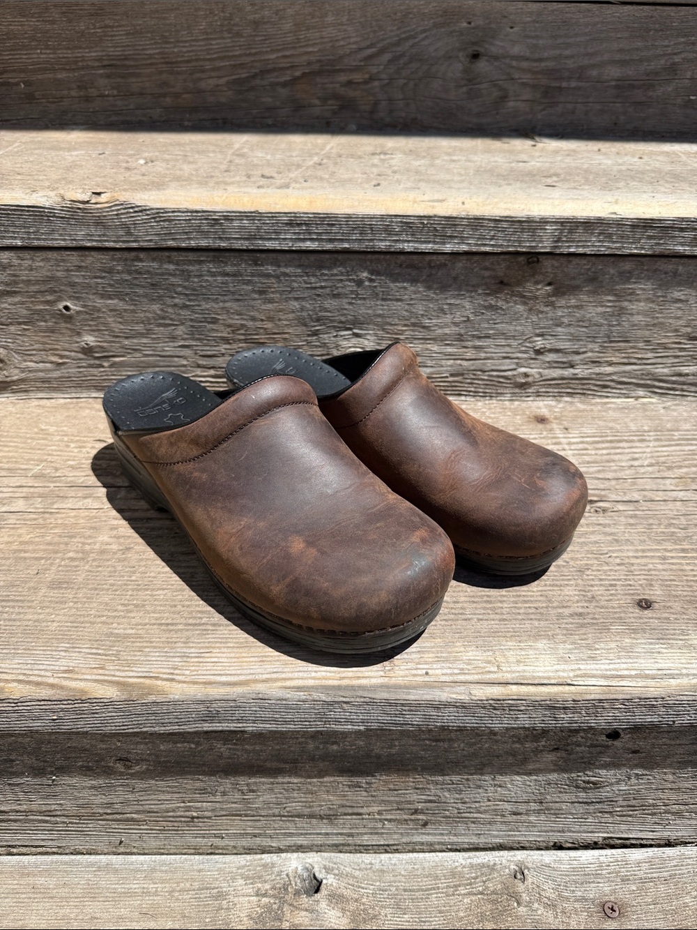 Dansko Brown Leather Slip-On Clogs